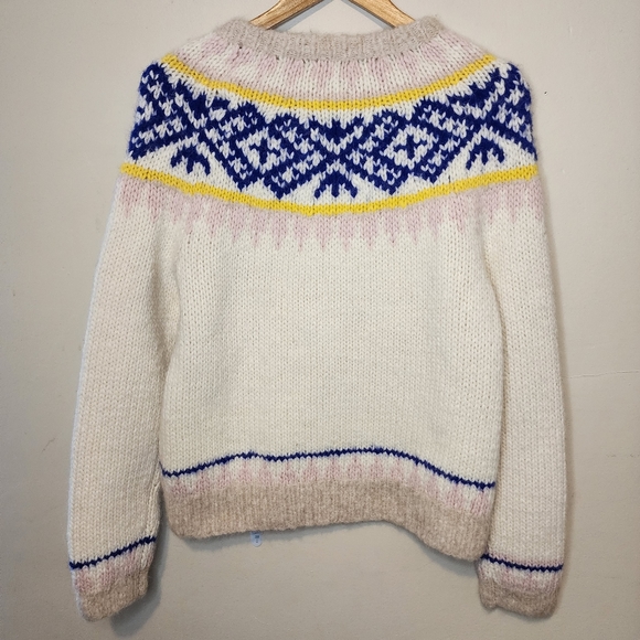 J Crew Hand knit Fair Isle Alpaca Wool Sweater Size Medium - Picture 7 of 11